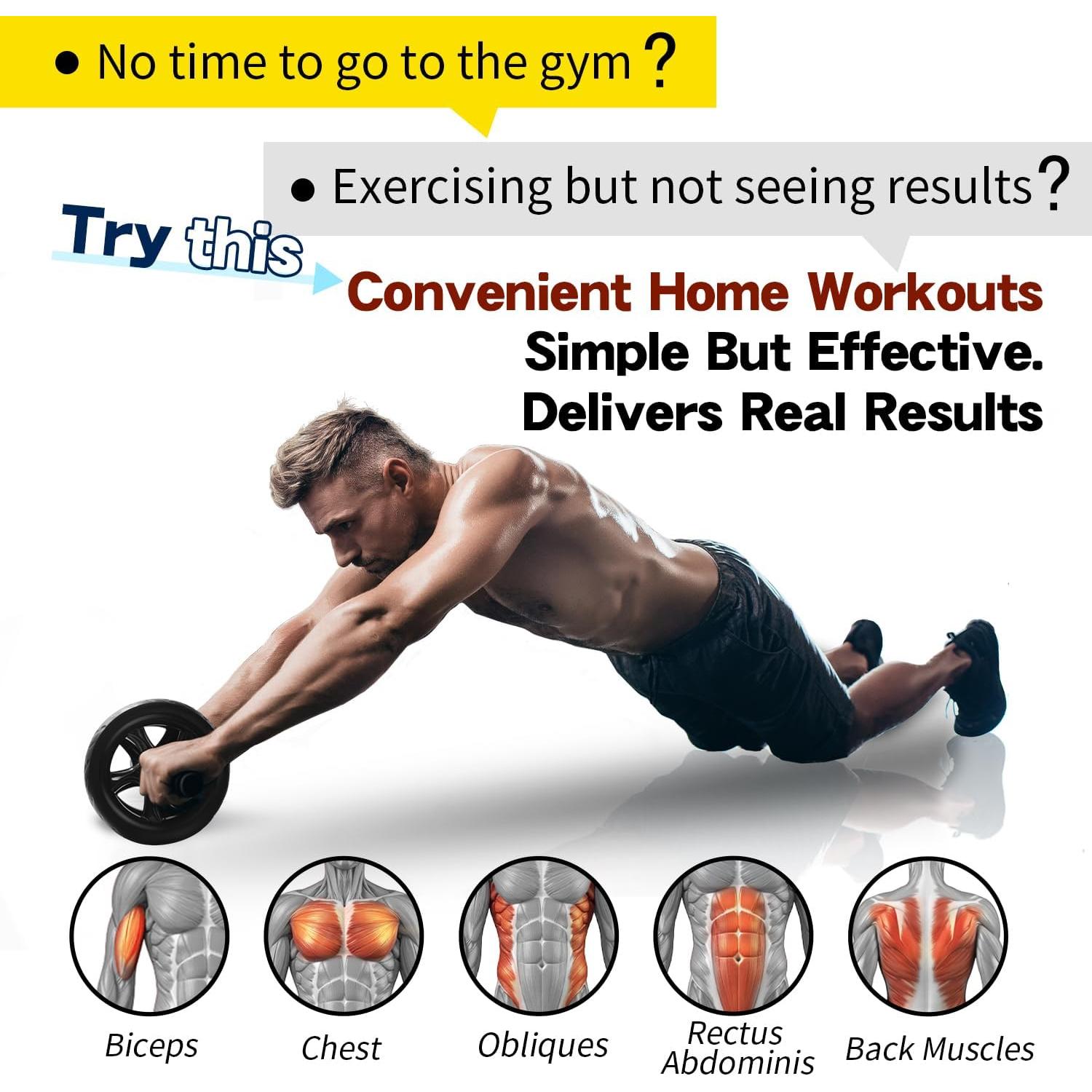 Rodillo Abdominal Doble Rueda FEELCAT con Almohadilla 30cm