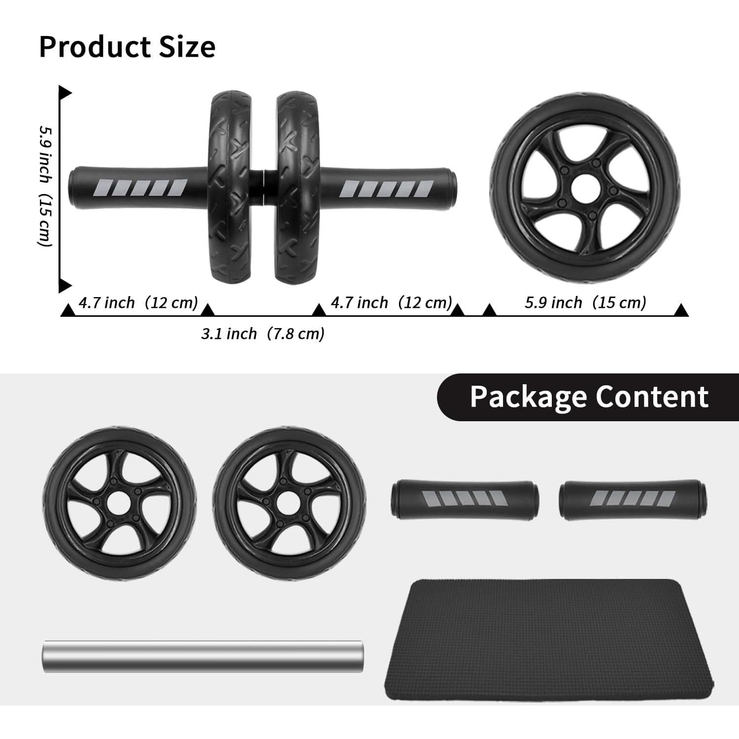 Rodillo Abdominal Doble Rueda FEELCAT con Almohadilla 30cm
