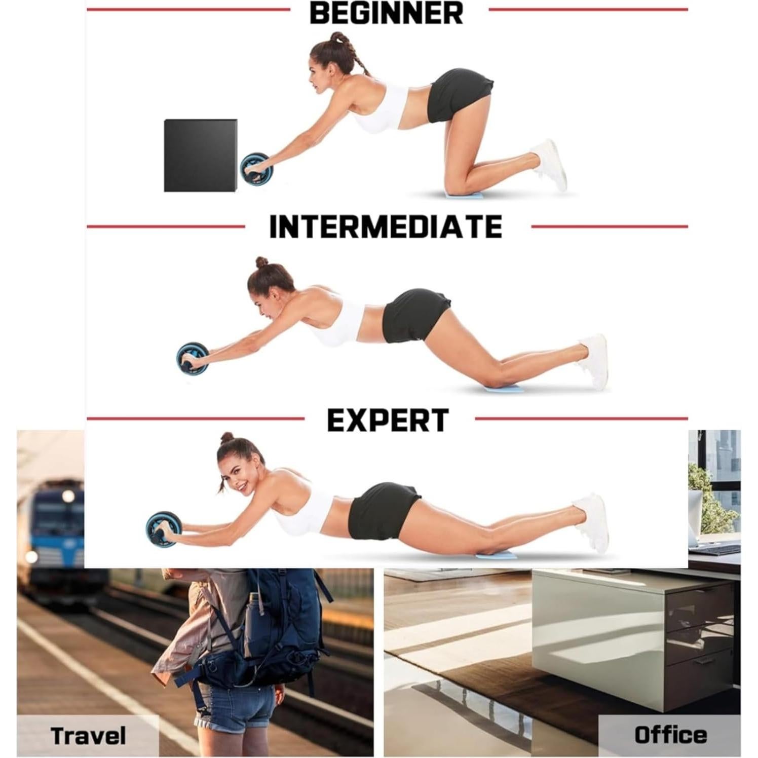 Rueda Abdominal Boinesnaw con Almohadilla para Rodillas - 200 kg