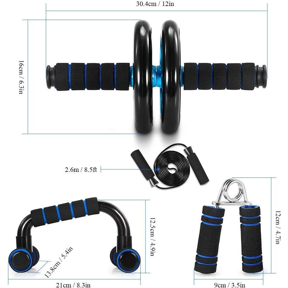 Kit de Ejercicio en Casa TOMSHOO 5 en 1: Rueda Abdominal, Flexiones, Cuerda