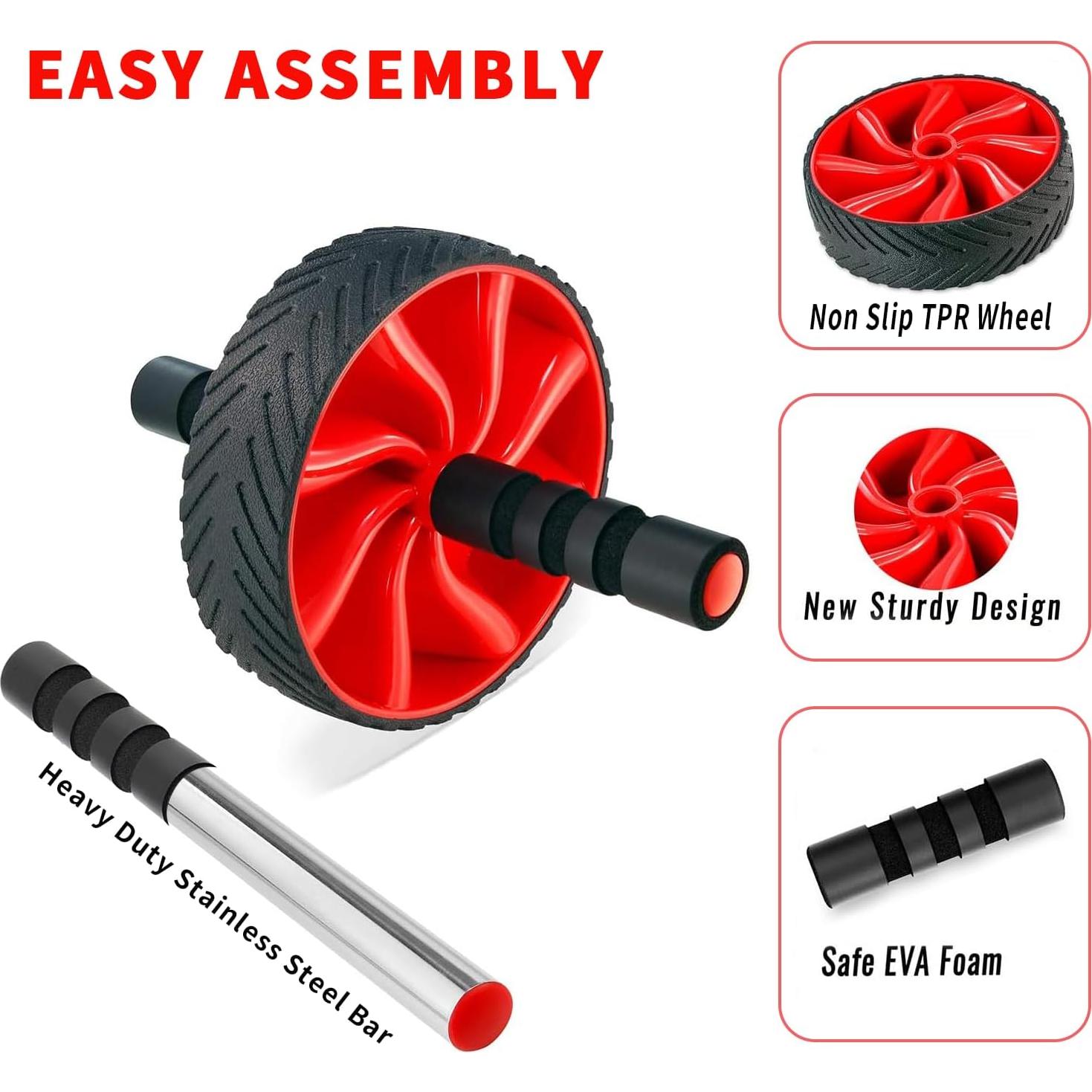 Rueda de Abdominales Sprwhale Roja - Entrenamiento Núcleo y Fuerza