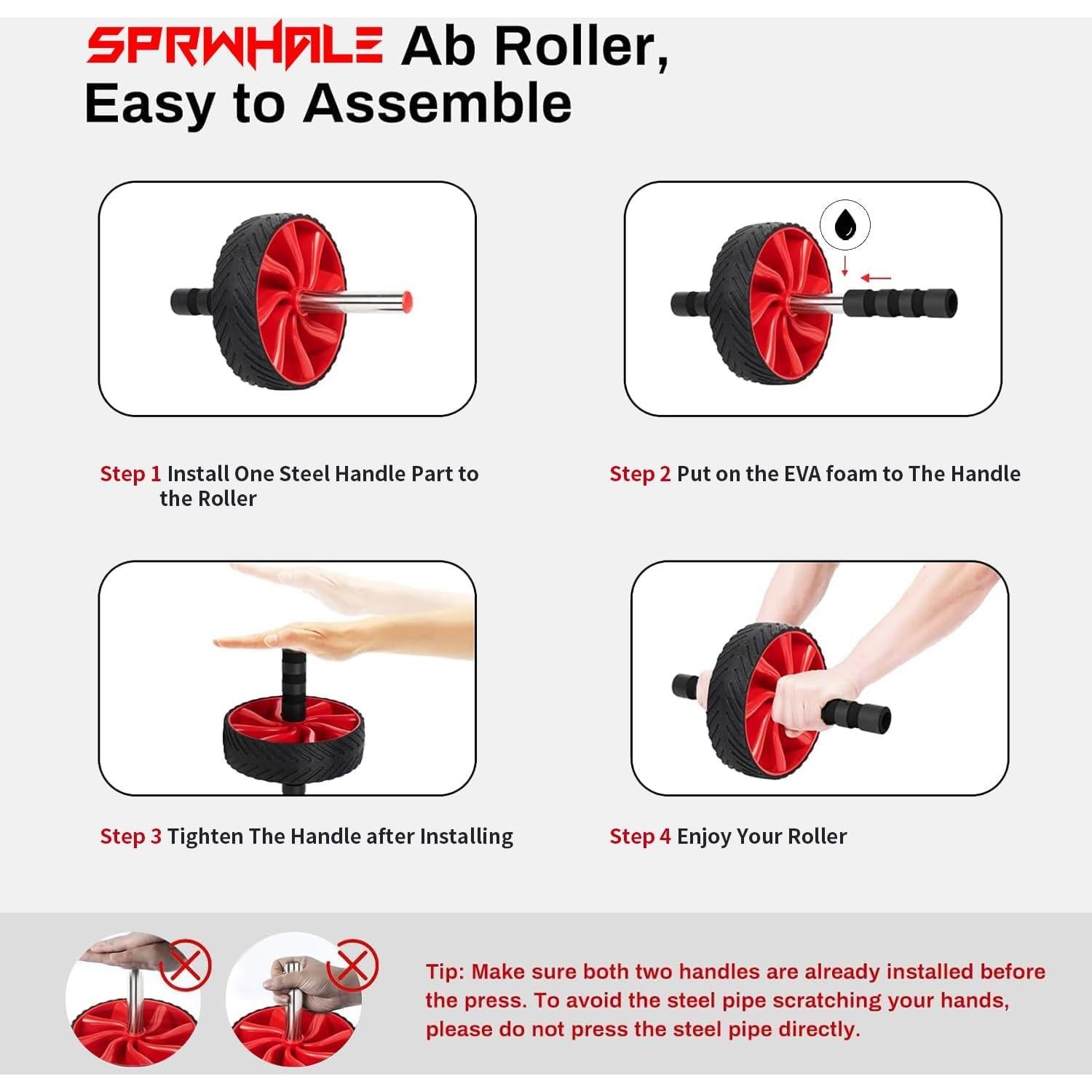 Rueda de Abdominales Sprwhale Roja - Entrenamiento Núcleo y Fuerza