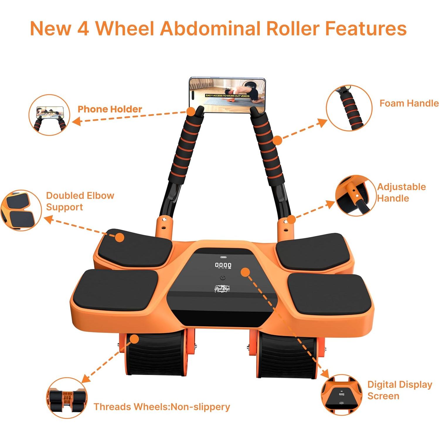 Rodillo Abdominal Royal Blaze 2025 con Soporte y Rebote Automático