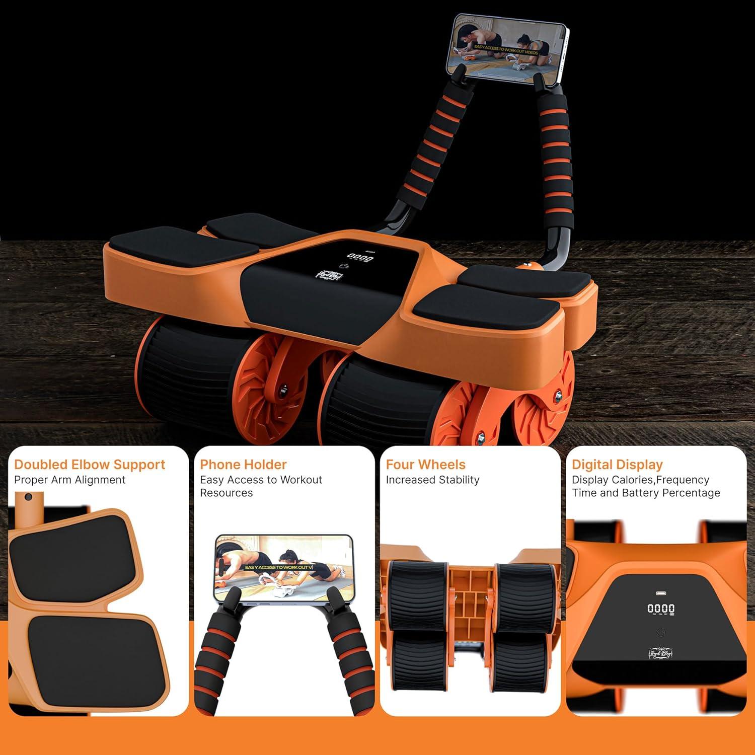 Rodillo Abdominal Royal Blaze 2025 con Soporte y Rebote Automático