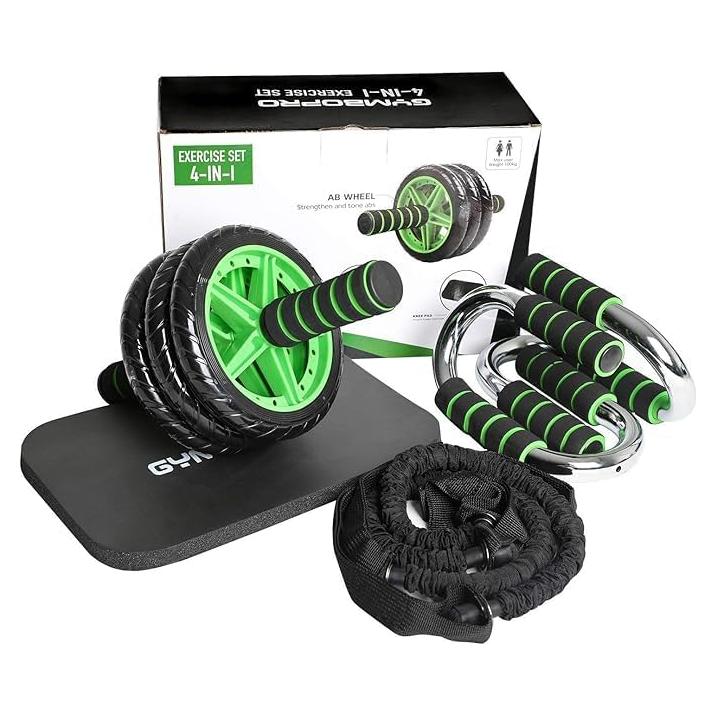 Set de Ejercicio 4-en-1 Genérico con Rueda Abdominal y Bandas