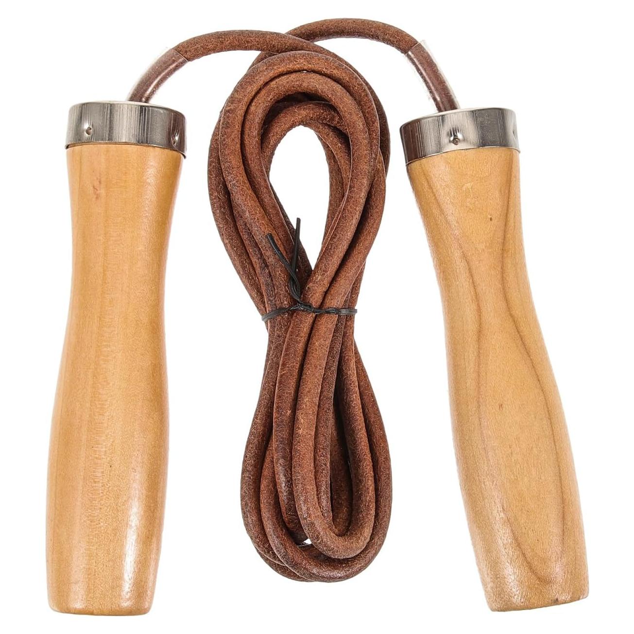 Cuerda de Saltar Toddmomy de Madera y Cuero para Fitness