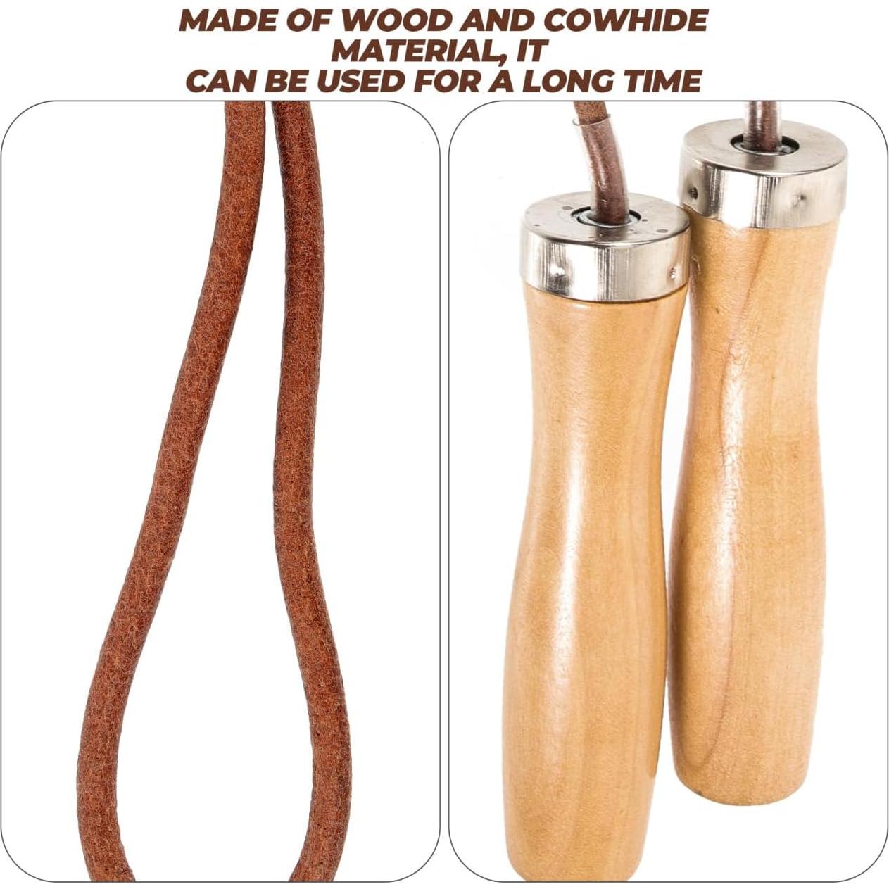 Cuerda de Saltar Toddmomy de Madera y Cuero para Fitness