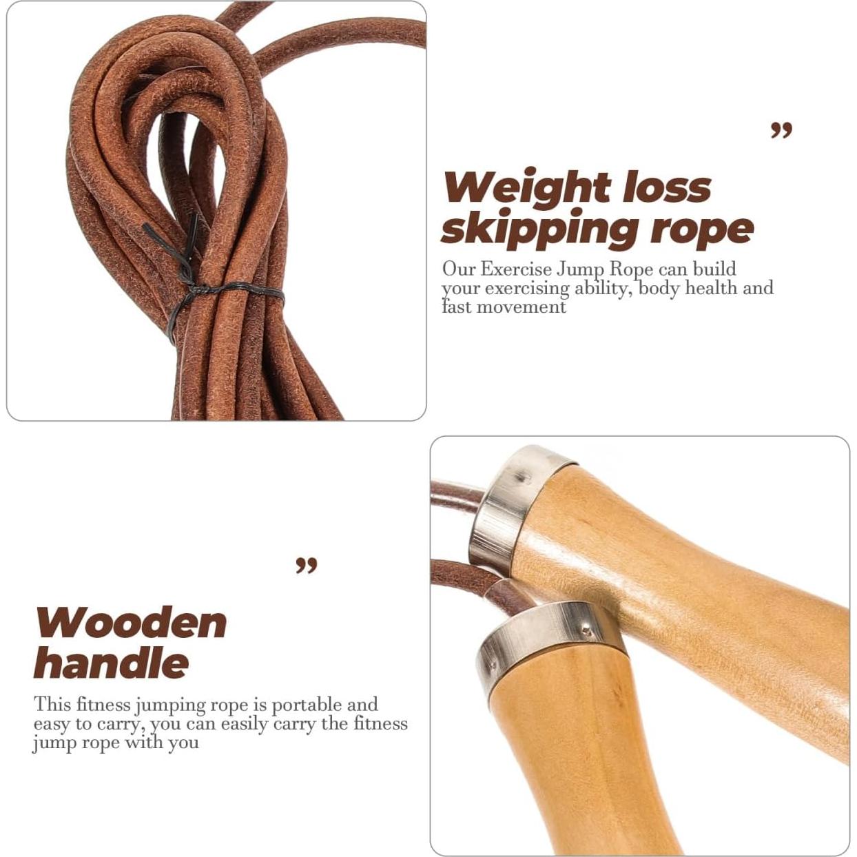 Cuerda de Saltar Toddmomy de Madera y Cuero para Fitness