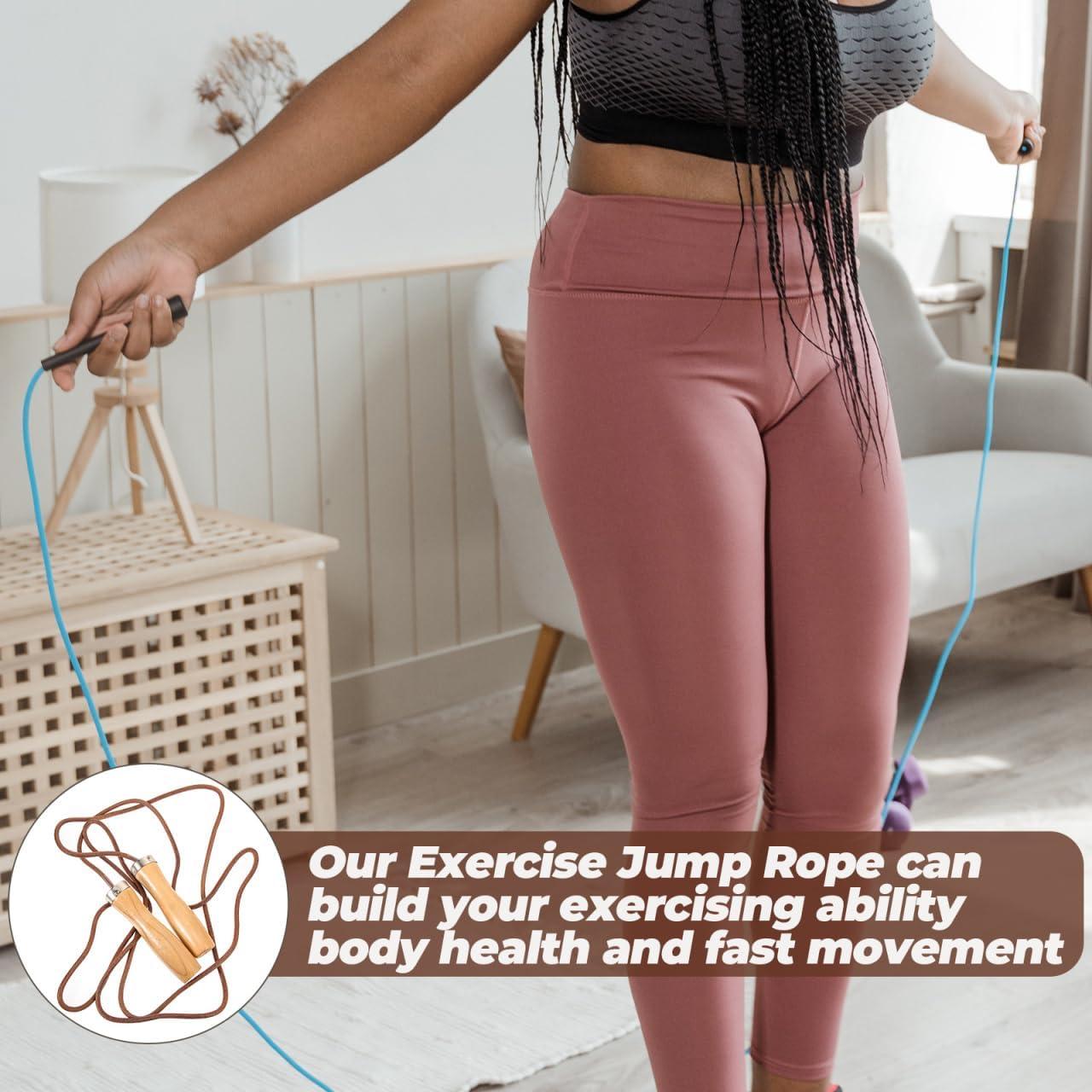 Cuerda de Saltar Toddmomy de Madera y Cuero para Fitness