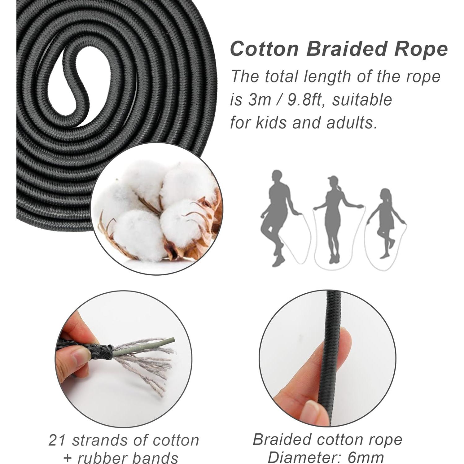 Cuerda de saltar ajustable EGOSKY con mango de madera 3m