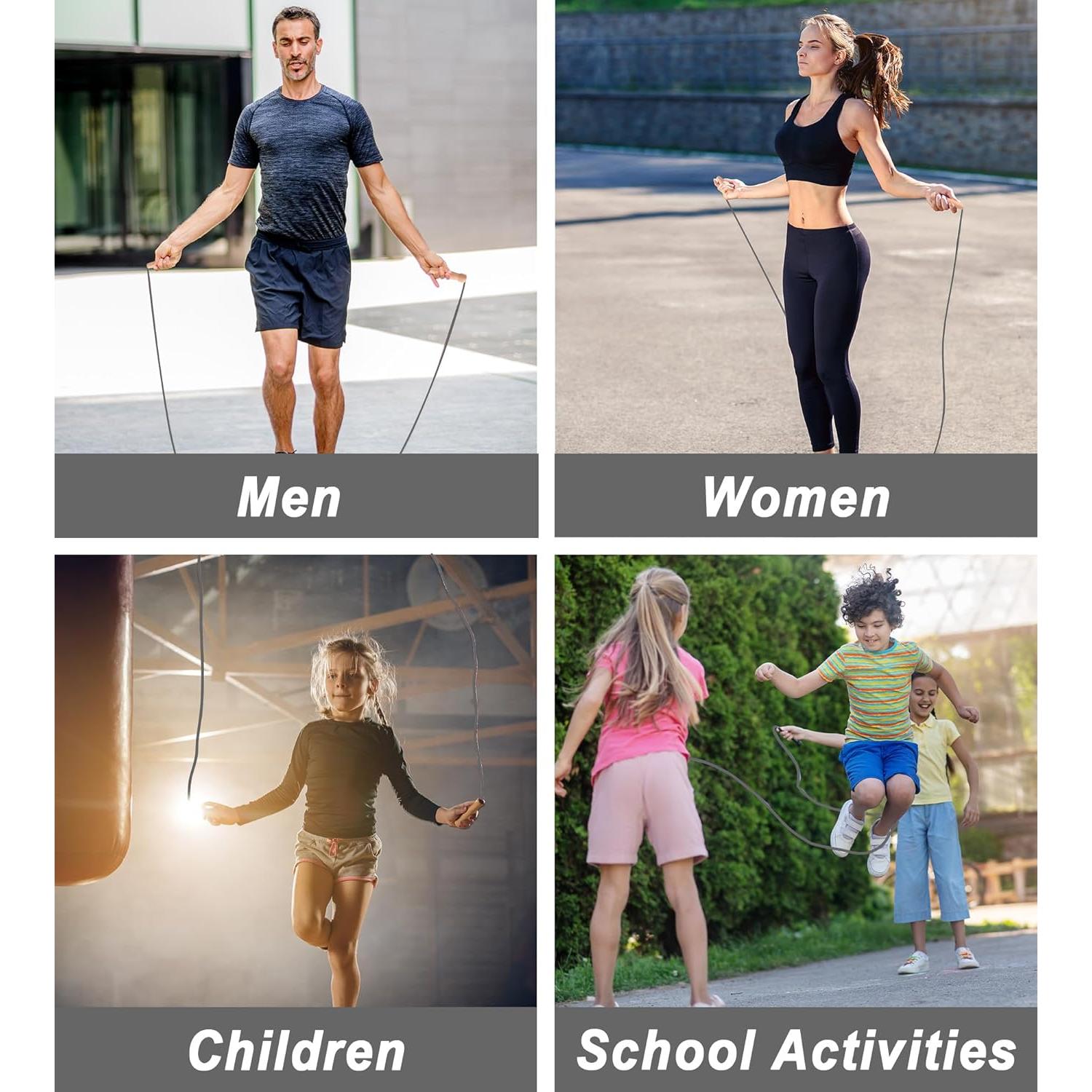 Cuerda de saltar ajustable EGOSKY con mango de madera 3m