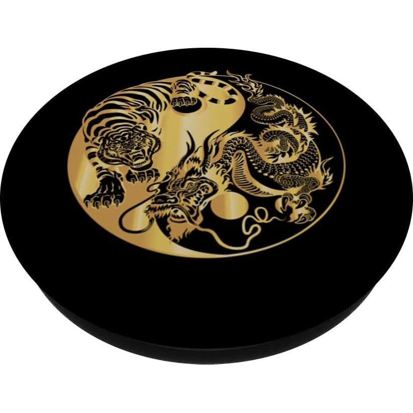 PopSockets PopGrip Yin Yang Tigre Dragón Oro Intercambiable