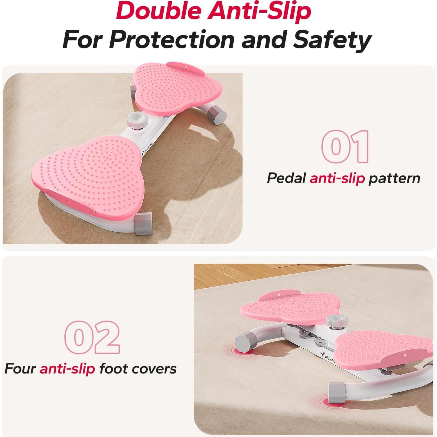 Máquina Twister de Cintura MERACH Rosa, 136 kg, Silenciosa