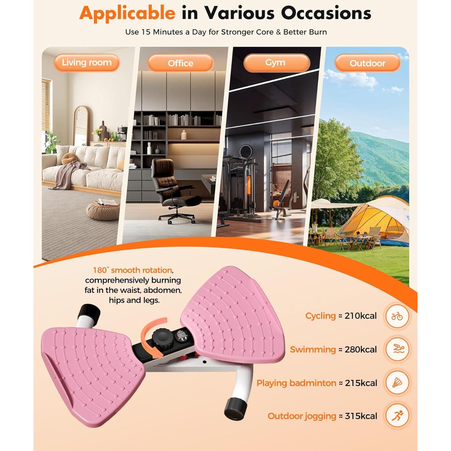 Máquina de Giros de Cintura RENRUI NYP-PINK 300kg Silenciosa