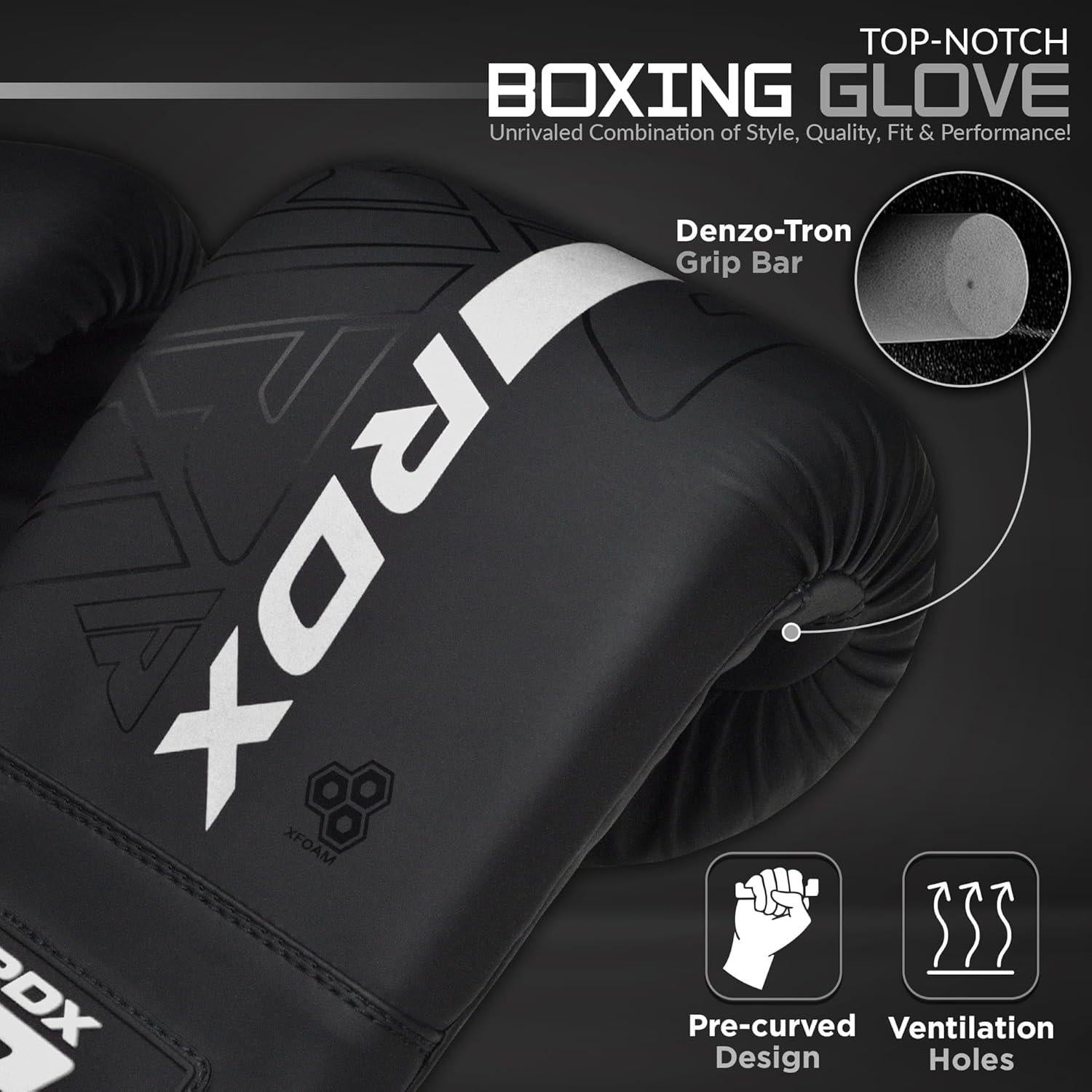 Guantes de Boxeo RDX-BMR-F6MW, Cuero Maya, Medianos, Unisex