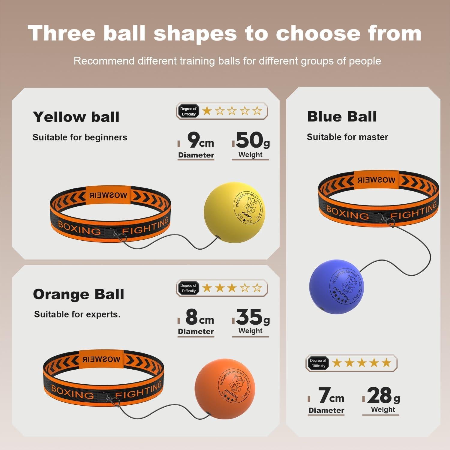 Bola de Boxeo de Reflexión WOSWEIR BO0029 - Entrenamiento Agilidad y Coordinación