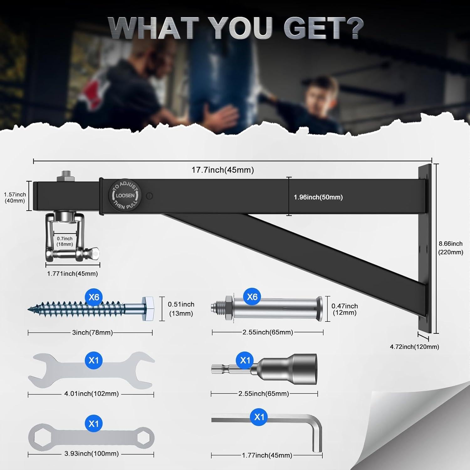 Soporte para Saco Pesado BaiYuan Ajustable 44-66 cm 362 kg