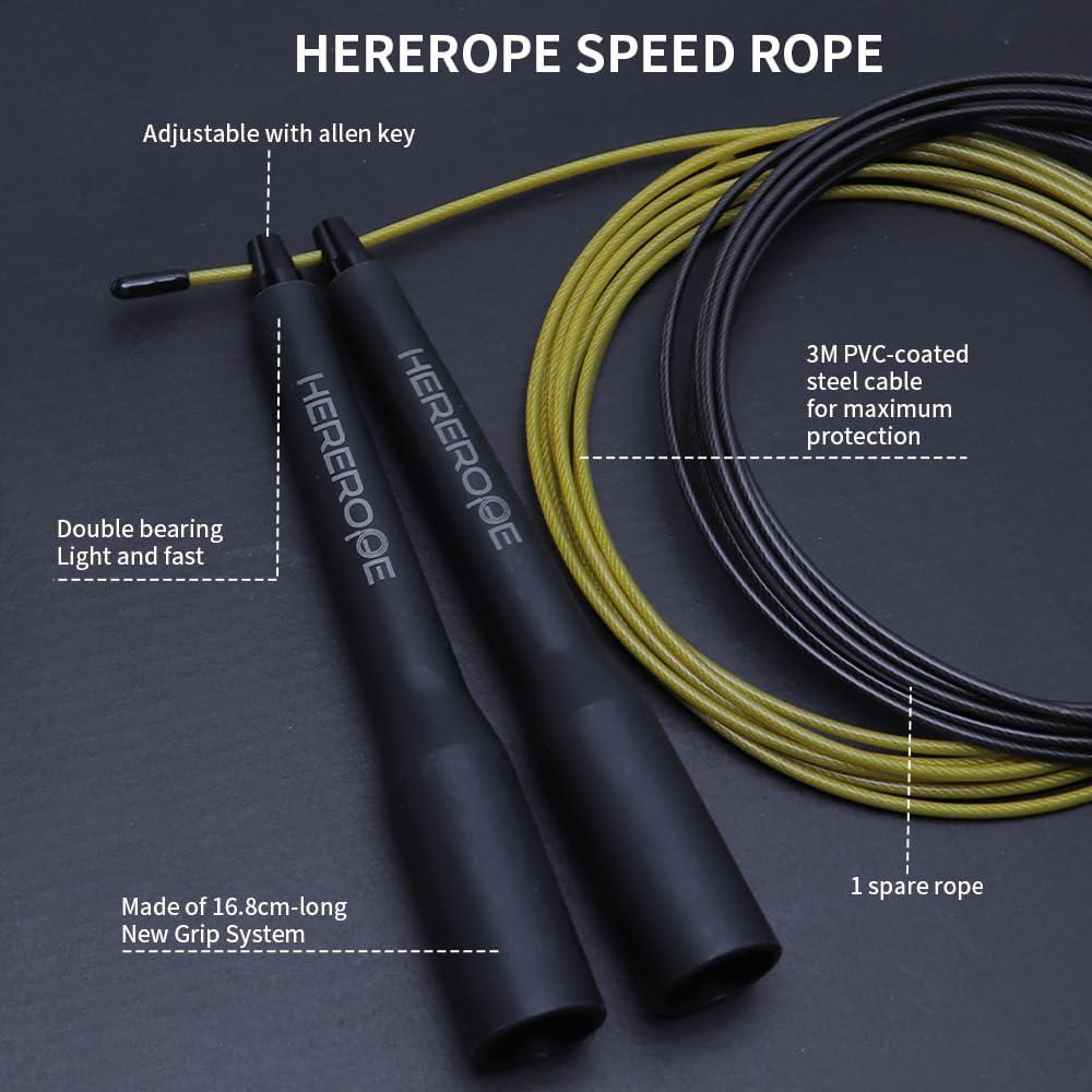 Cuerda de Salto Rápida Hererope Ajustable 3m para Fitness