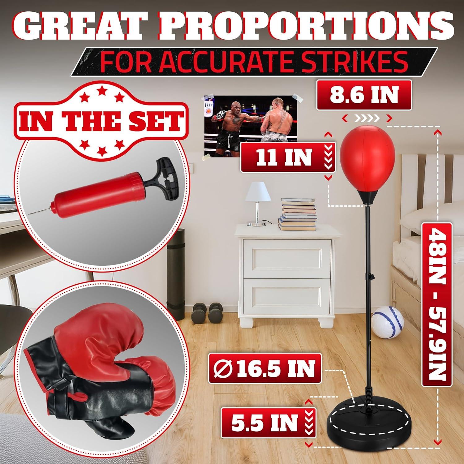 Saco de Boxeo con Soporte BURIUS 147 cm Ajustable + Guantes