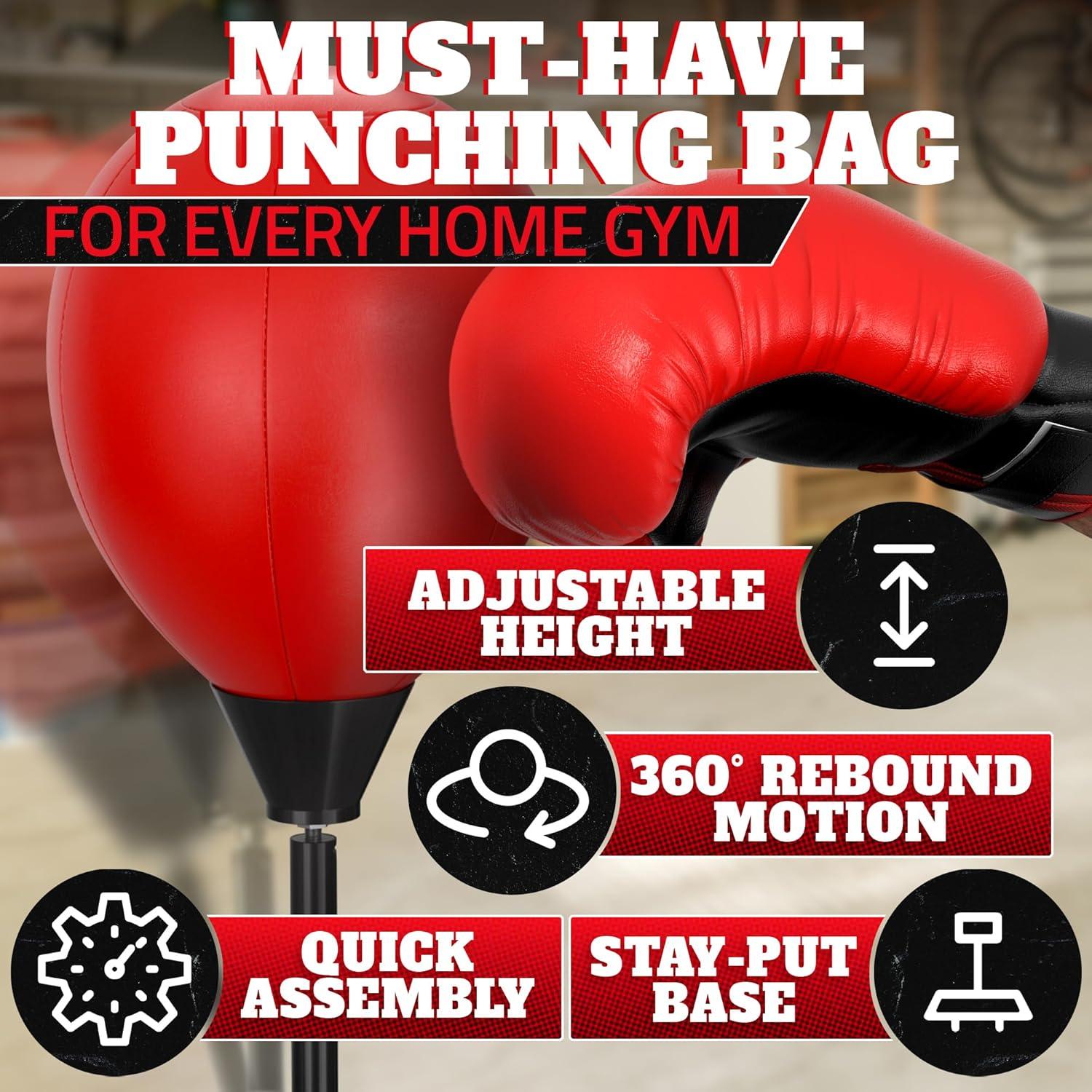 Saco de Boxeo con Soporte BURIUS 147 cm Ajustable + Guantes