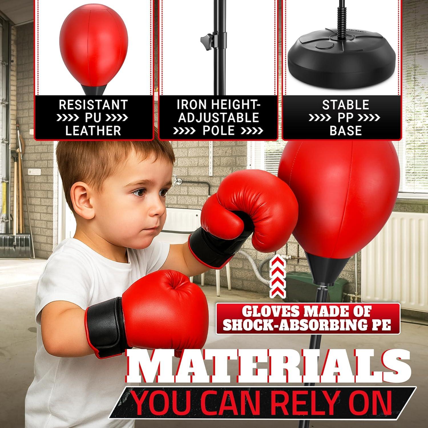 Saco de Boxeo con Soporte BURIUS 147 cm Ajustable + Guantes