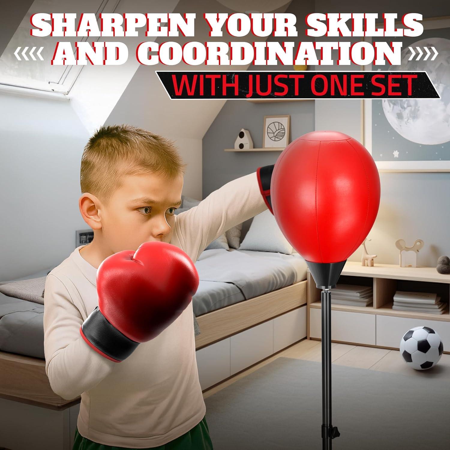 Saco de Boxeo con Soporte BURIUS 147 cm Ajustable + Guantes