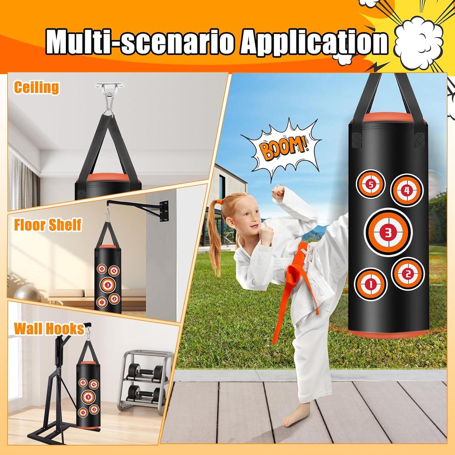 Saco de Boxeo Colgante YORWHIN 2FT PU para Niños con Guantes