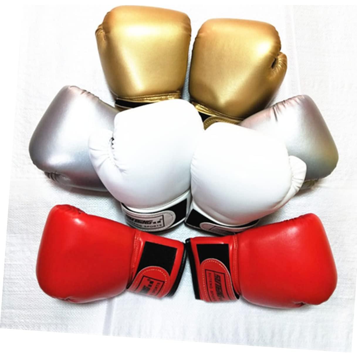 Guantes de Boxeo para Niños Happyyami, Cuero PU Dorado, 23x14cm