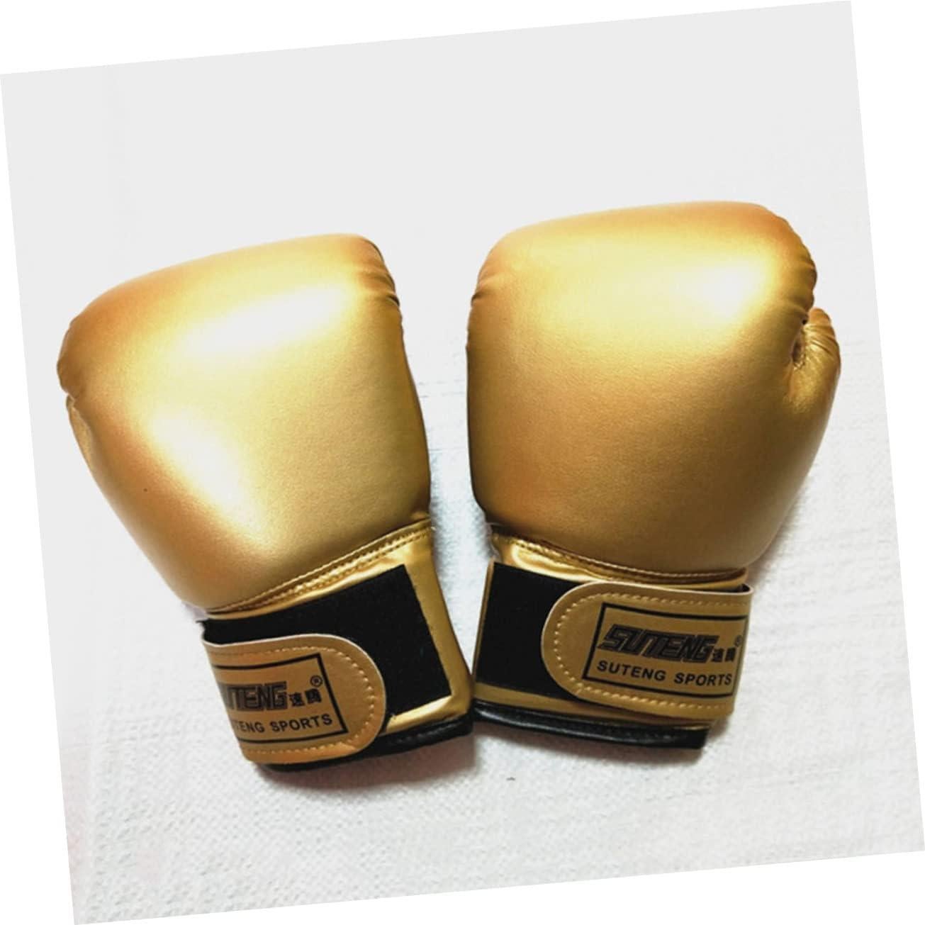 Guantes de Boxeo para Niños Happyyami, Cuero PU Dorado, 23x14cm