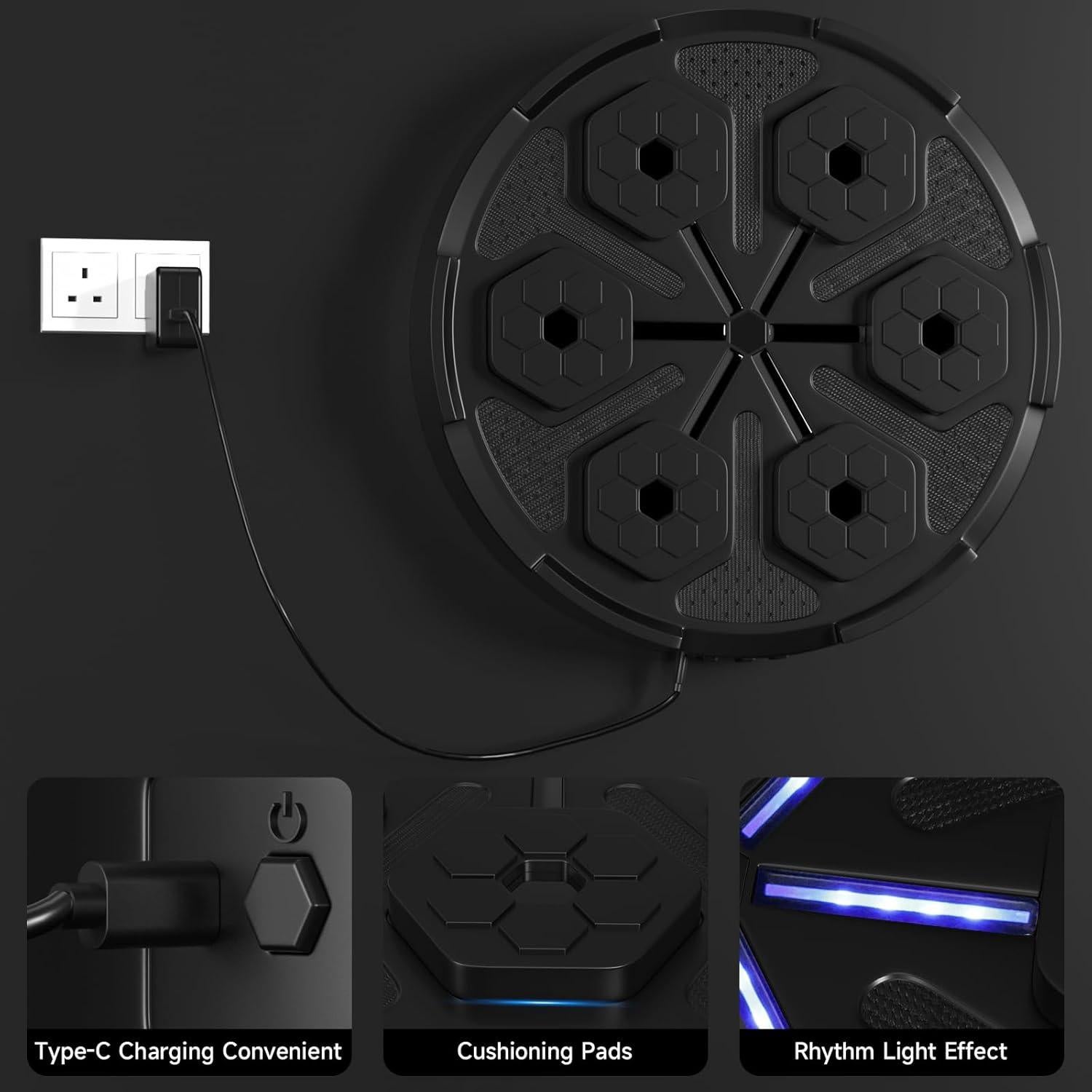 Máquina de Boxeo Musical Bruce & Shark con Guantes - Entrenador Inteligente