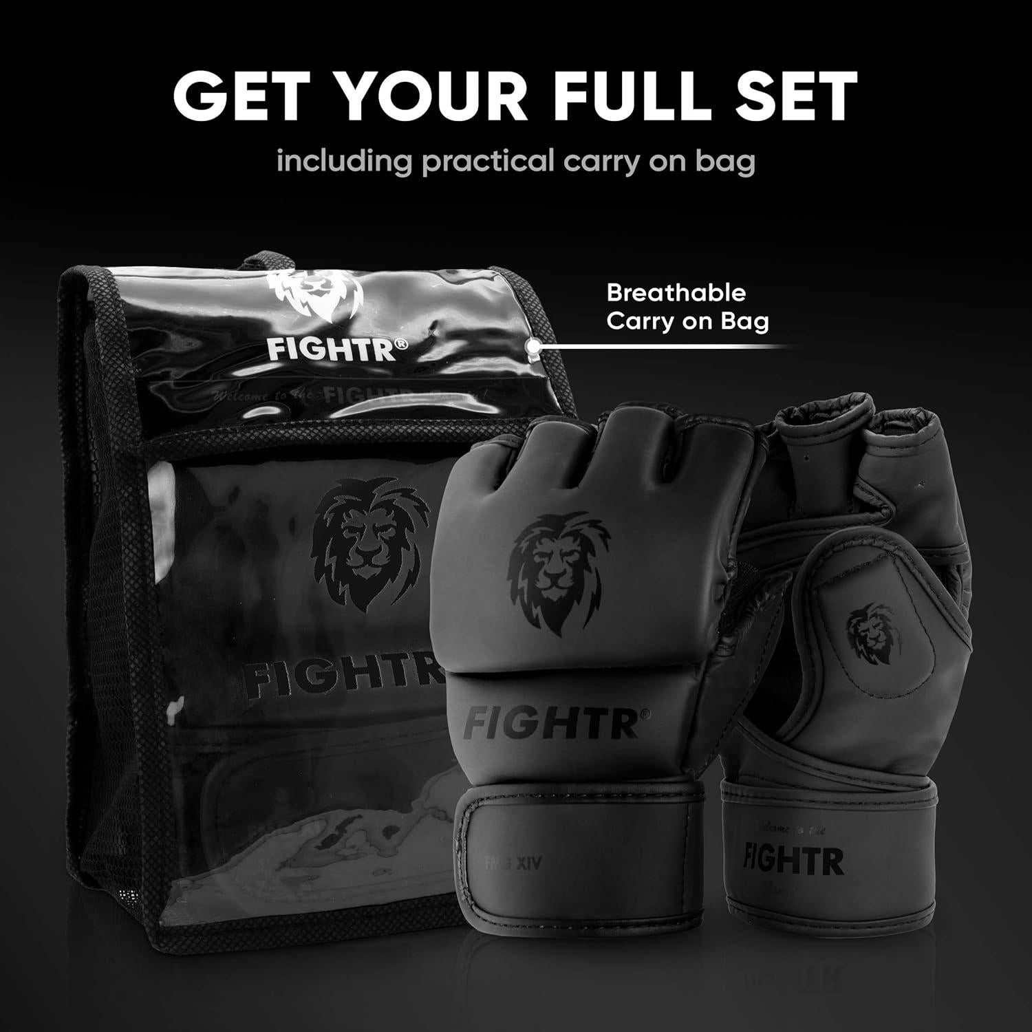 Guantes FIGHTR Pro MMA para entrenamiento unisex - Negro