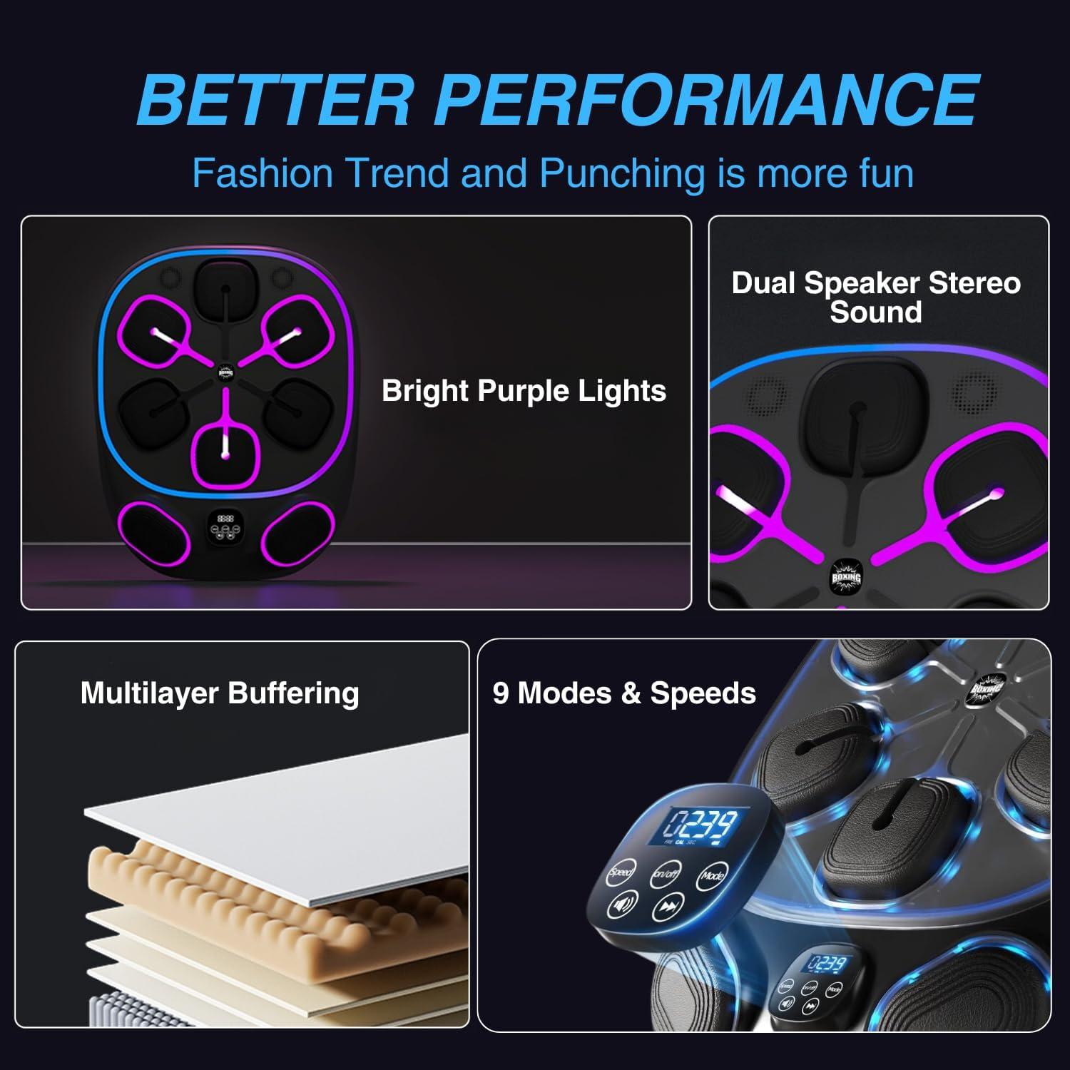 Máquina de Boxeo Musical AOZVPEV para Adultos - Entrenamiento Interactivo