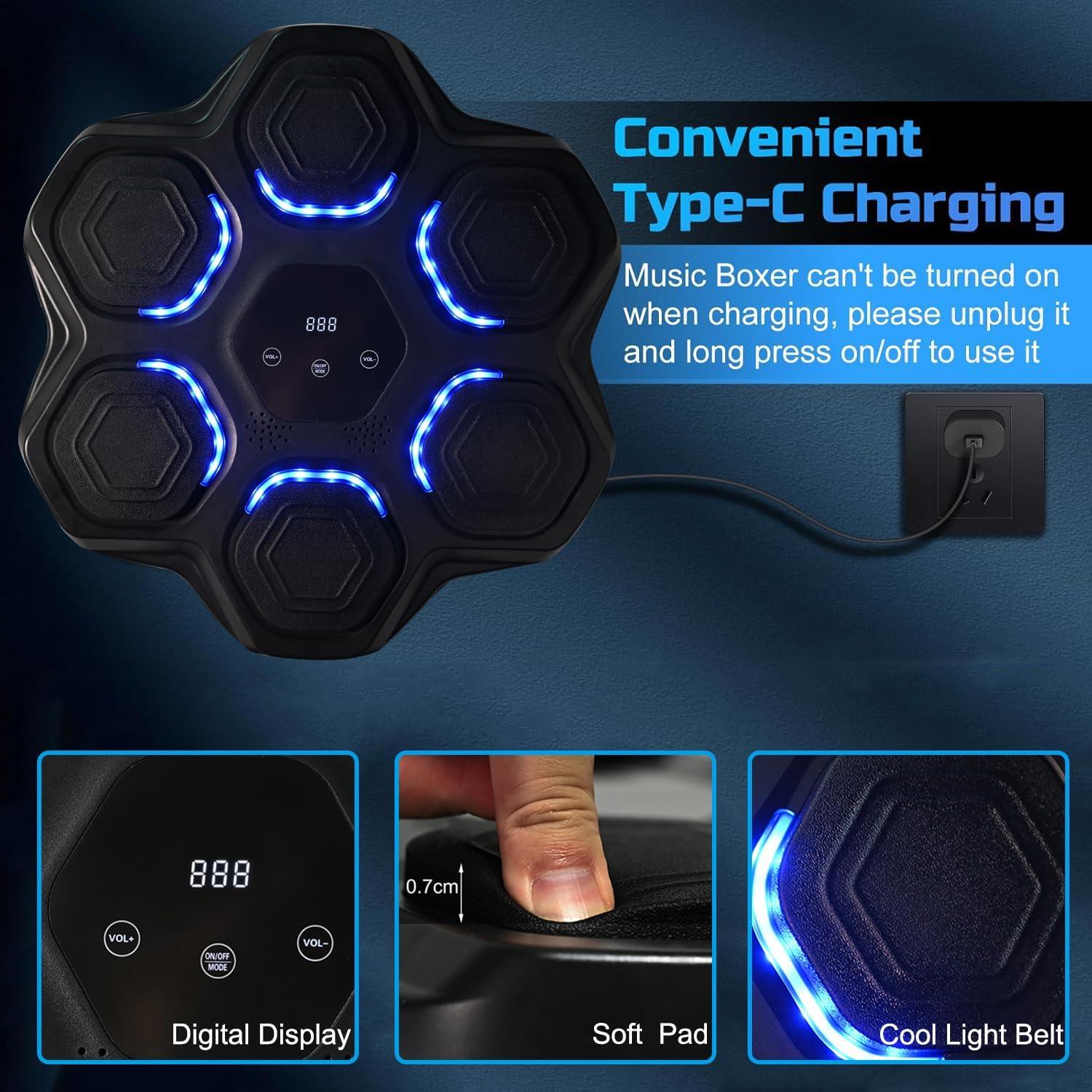 Máquina de Boxeo Musical Bluetooth Hewllertng con Guantes