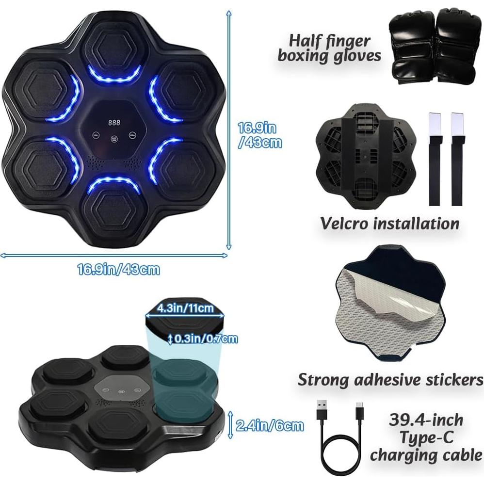 Máquina de Boxeo Musical QINFFRRMI LED Pared 2.04kg