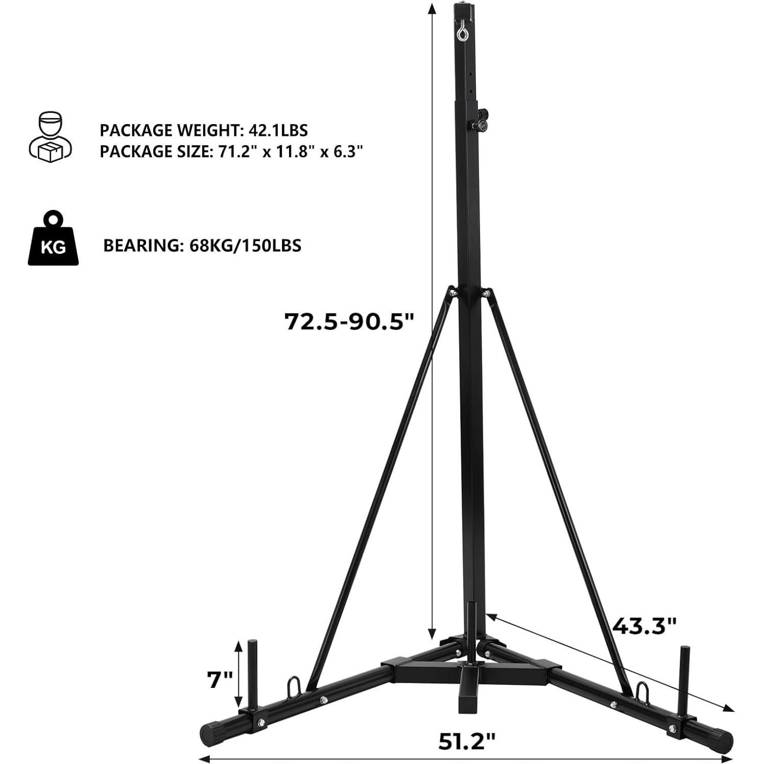 Soporte de Saco de Boxeo Ajustable Clevich - 68 kg, Acero