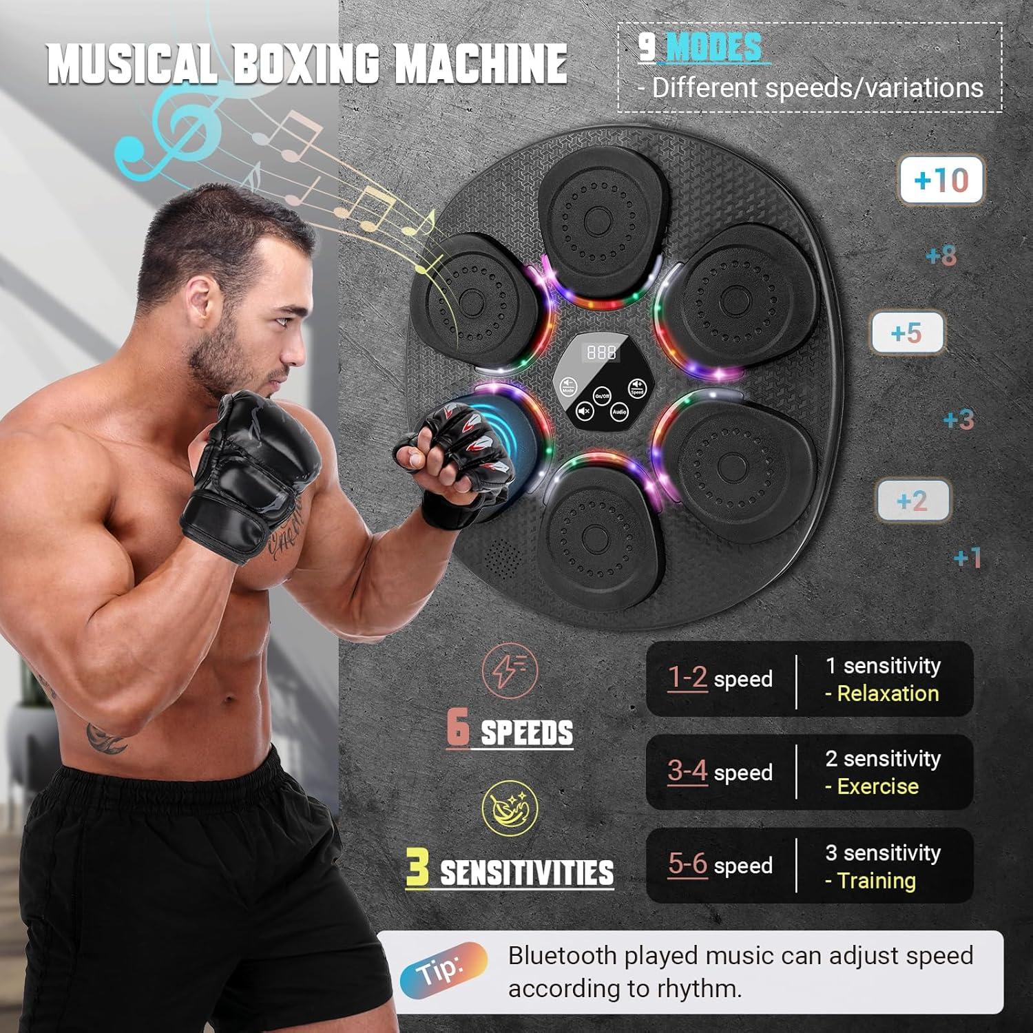 Máquina de Boxeo Musical OPDEKEHA Bluetooth con Guantes y 9 Modos