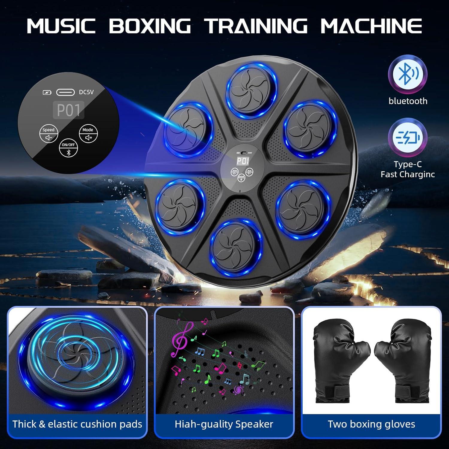 Máquina de Boxeo Musical Mileonaim hj-x con Guantes, 12 Modos
