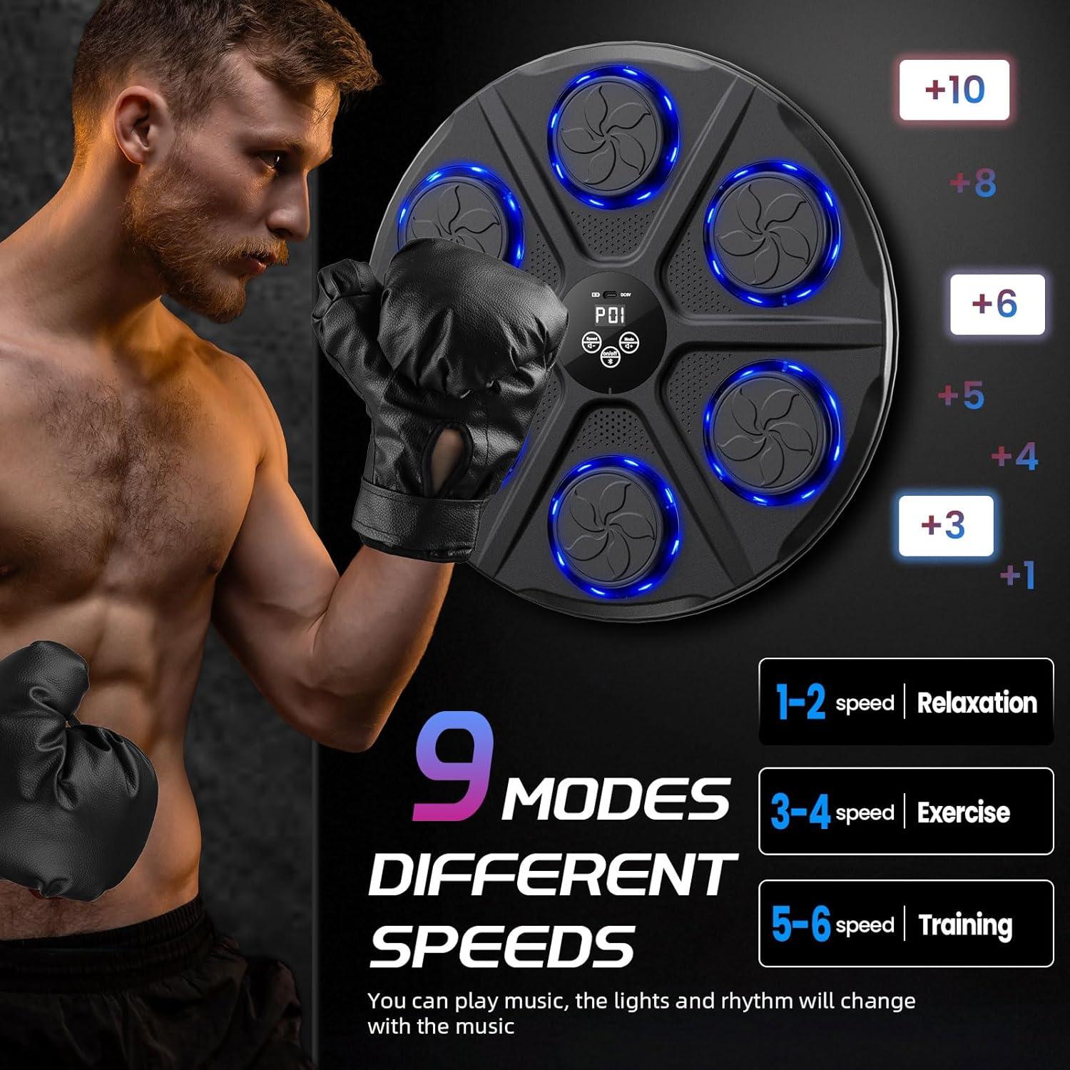 Máquina de Boxeo Musical Mileonaim hj-x con Guantes, 12 Modos