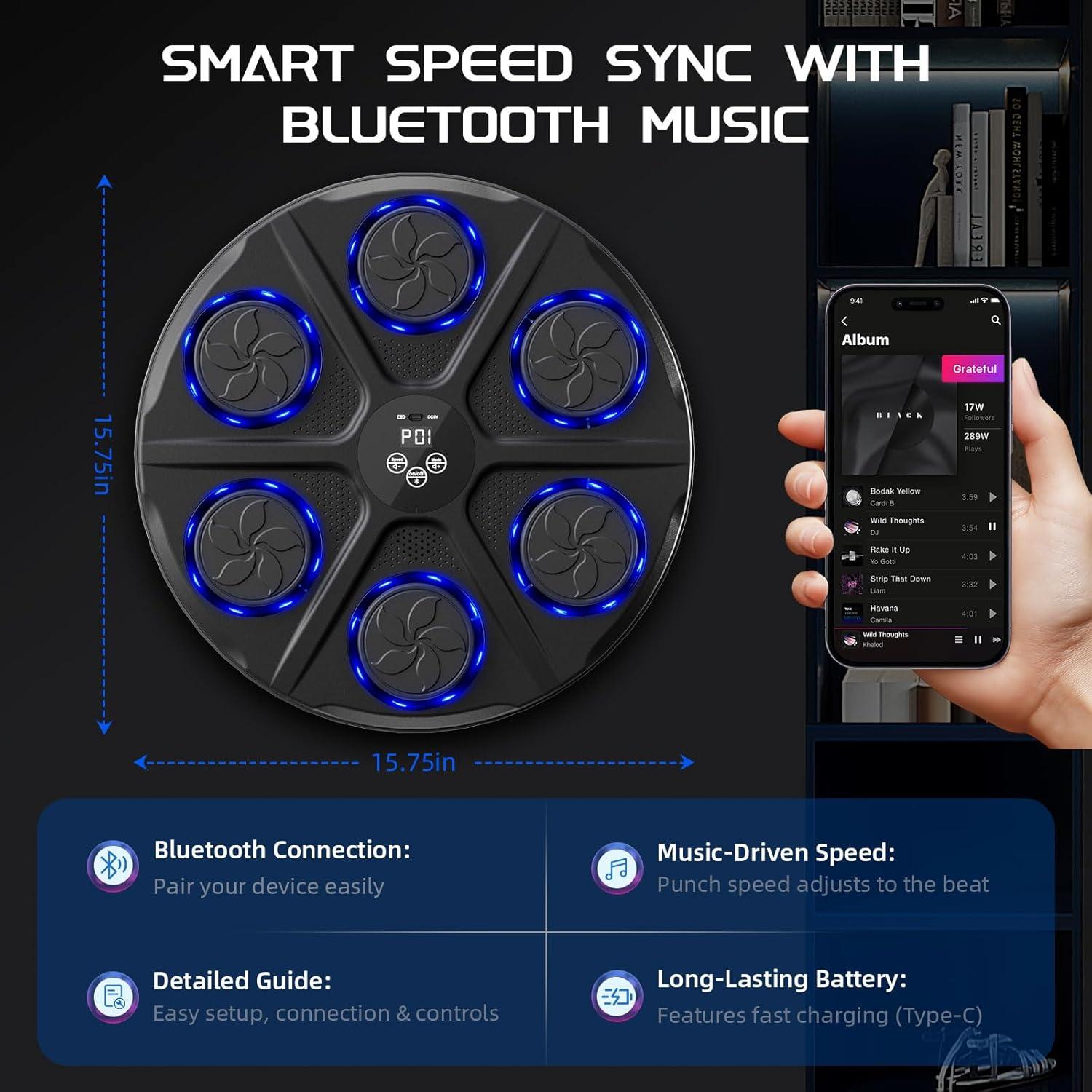 Máquina de Boxeo Musical Mileonaim hj-x con Guantes, 12 Modos