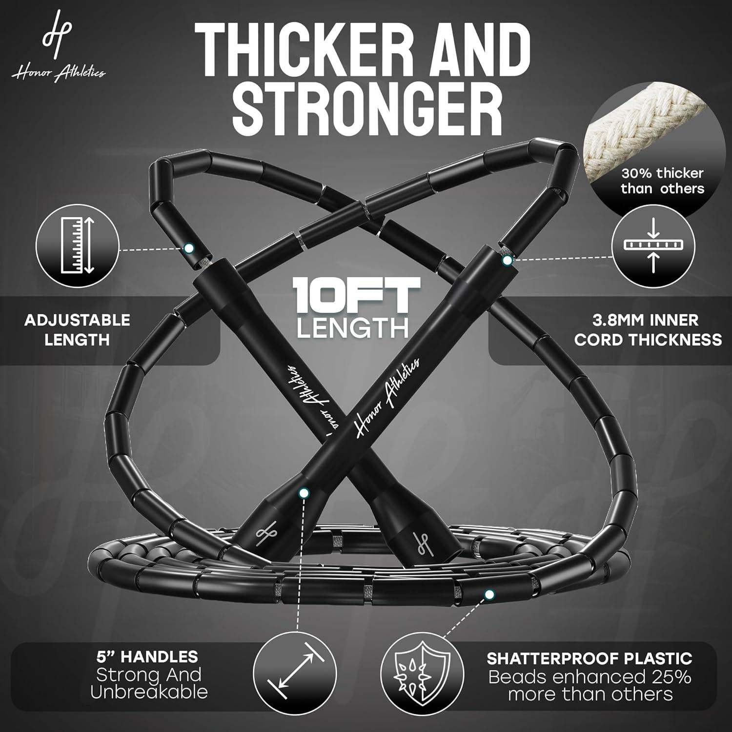 Cuerda de Salto Honor Athletics 2.0 Ajustable 3.05m Negra