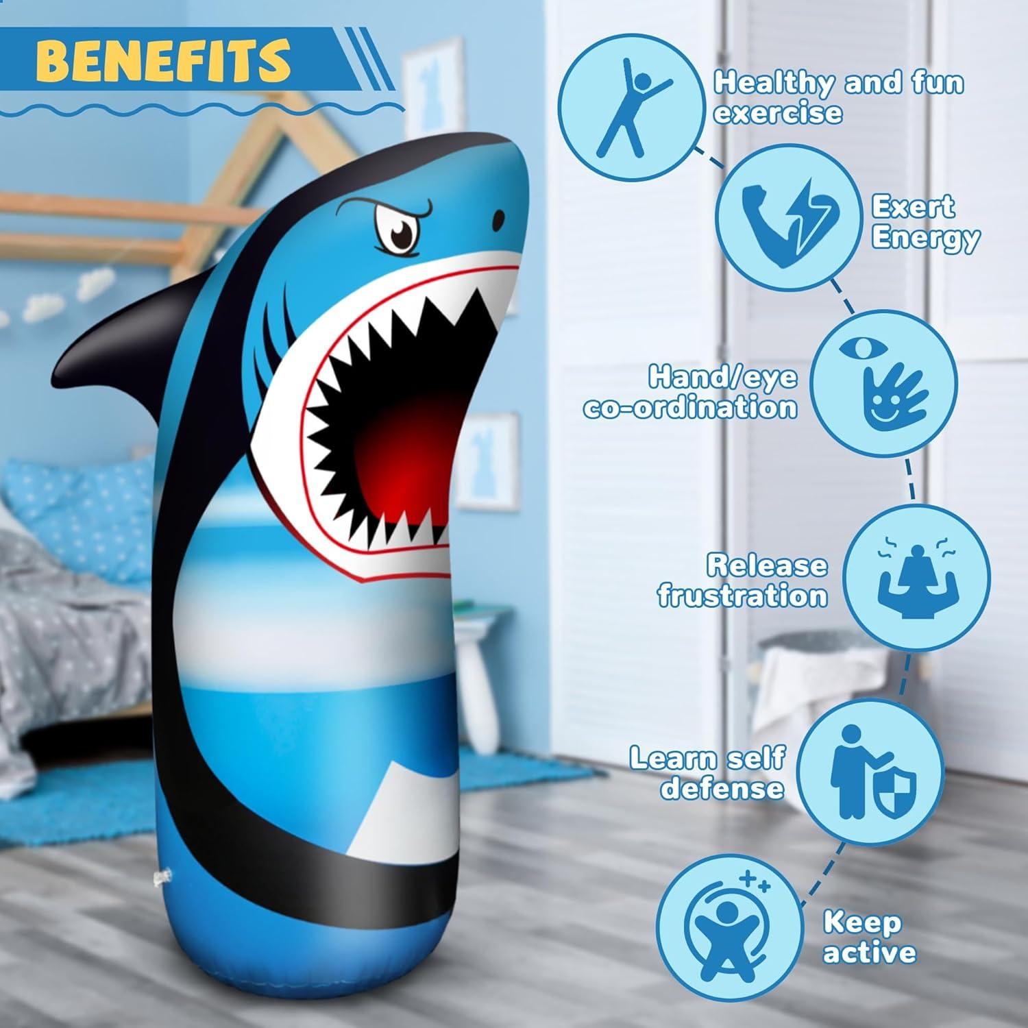 Bolsa de Golpes Inflable Tiburón JOY SPOT! 160 cm para Niños