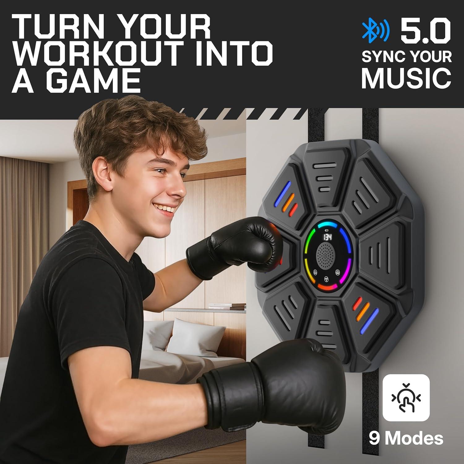 Máquina de Boxeo Musical PulseGear QB10 con Guantes y LED