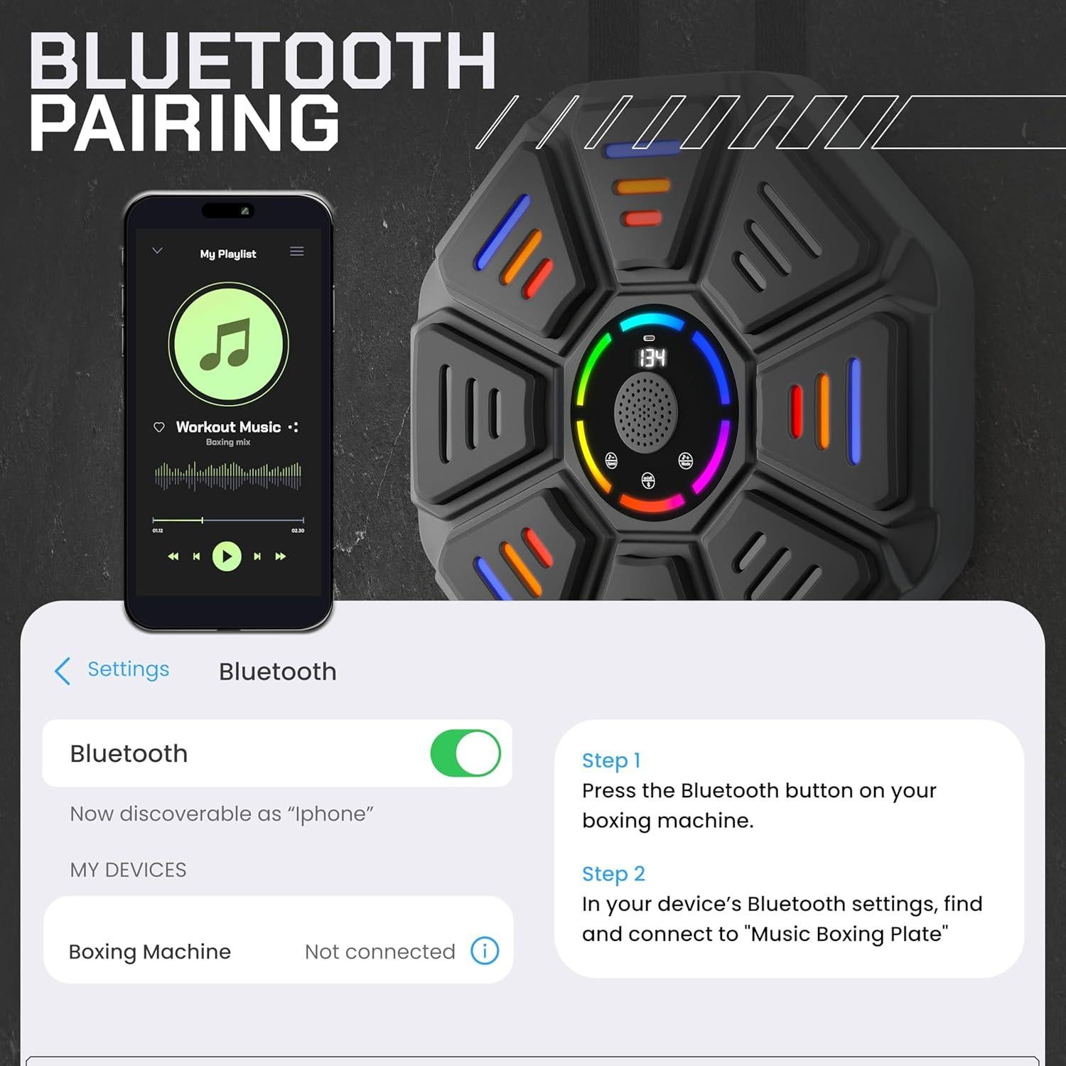 Máquina de Boxeo Musical PulseGear QB10 con Guantes y LED