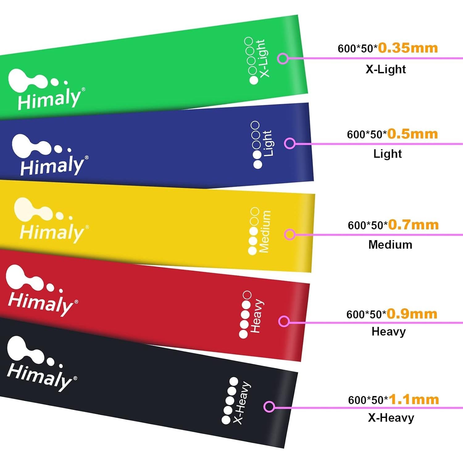 Banda de Resistencia Himaly - 5 Niveles de Fuerza, Caucho Natural
