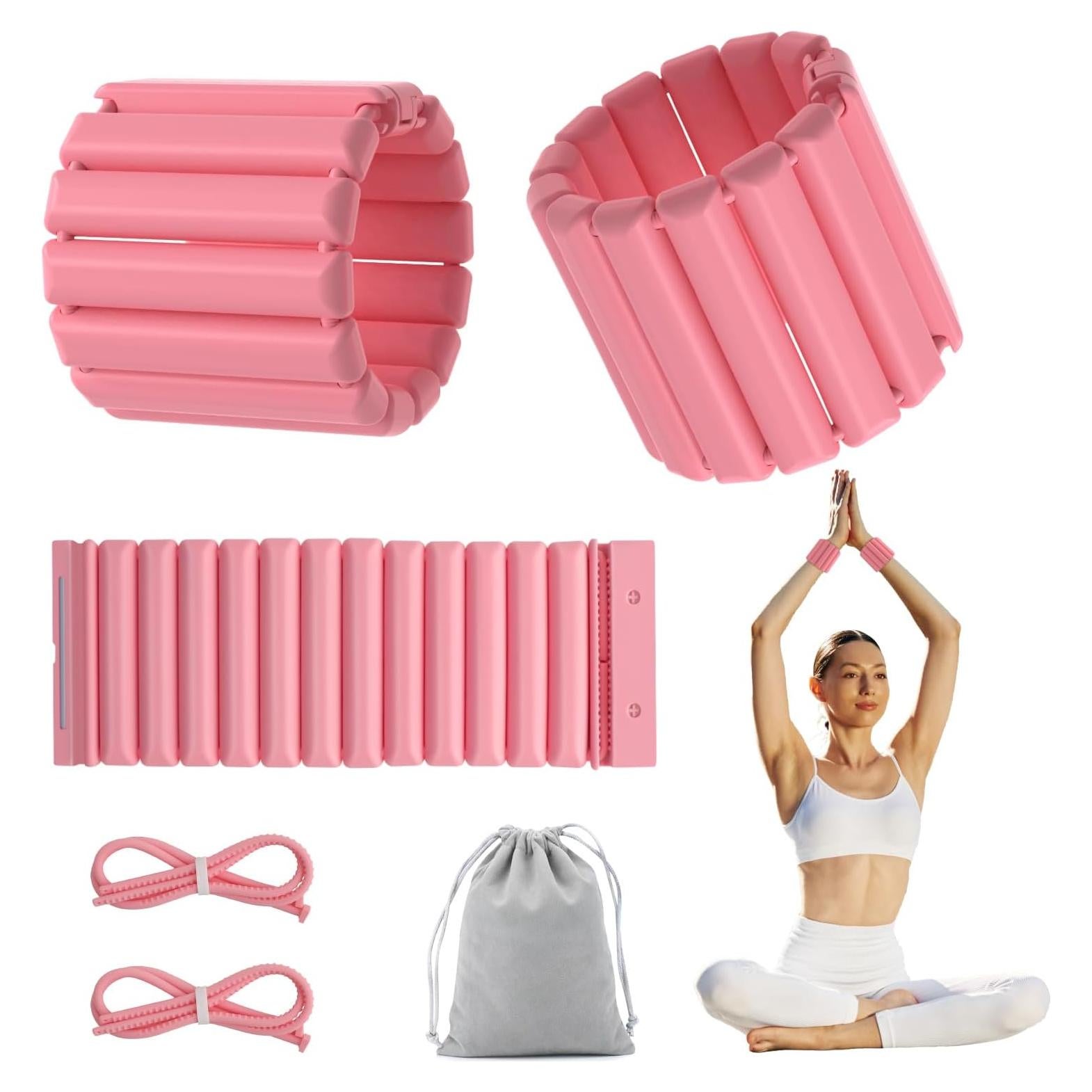 Pesas de Muñeca y Tobillo Mowdug 0.45Kg Rosa Ajustables