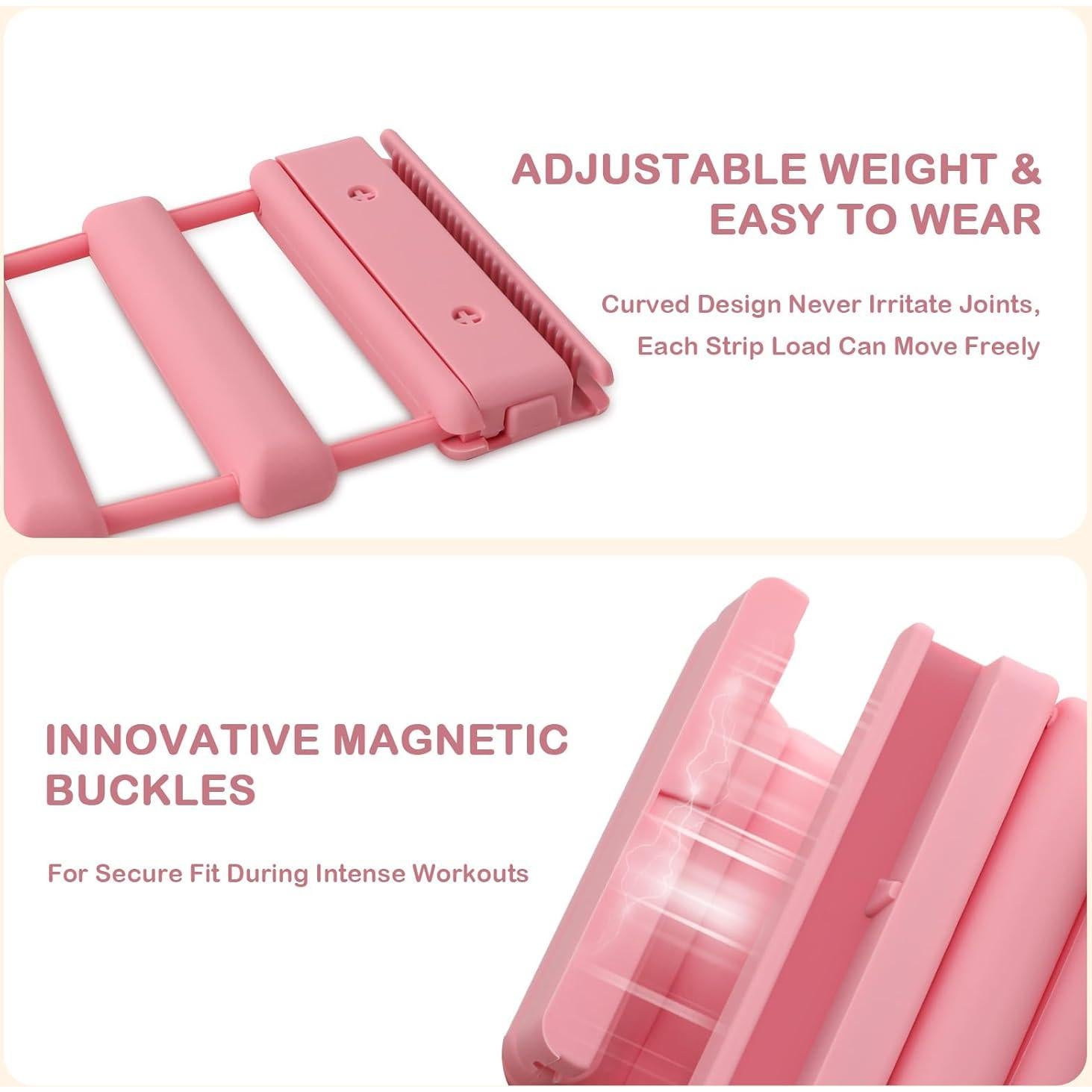 Pesas de Muñeca y Tobillo Mowdug 0.45Kg Rosa Ajustables
