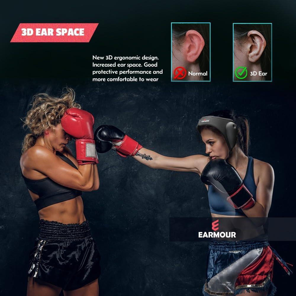 Cabezal Protector de Oído EARMOUR Ajustable para Lucha - Negro