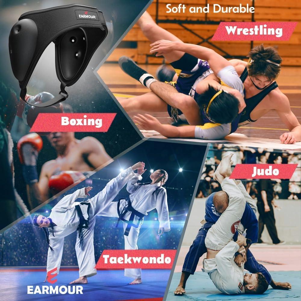 Cabezal Protector de Oído EARMOUR Ajustable para Lucha - Negro