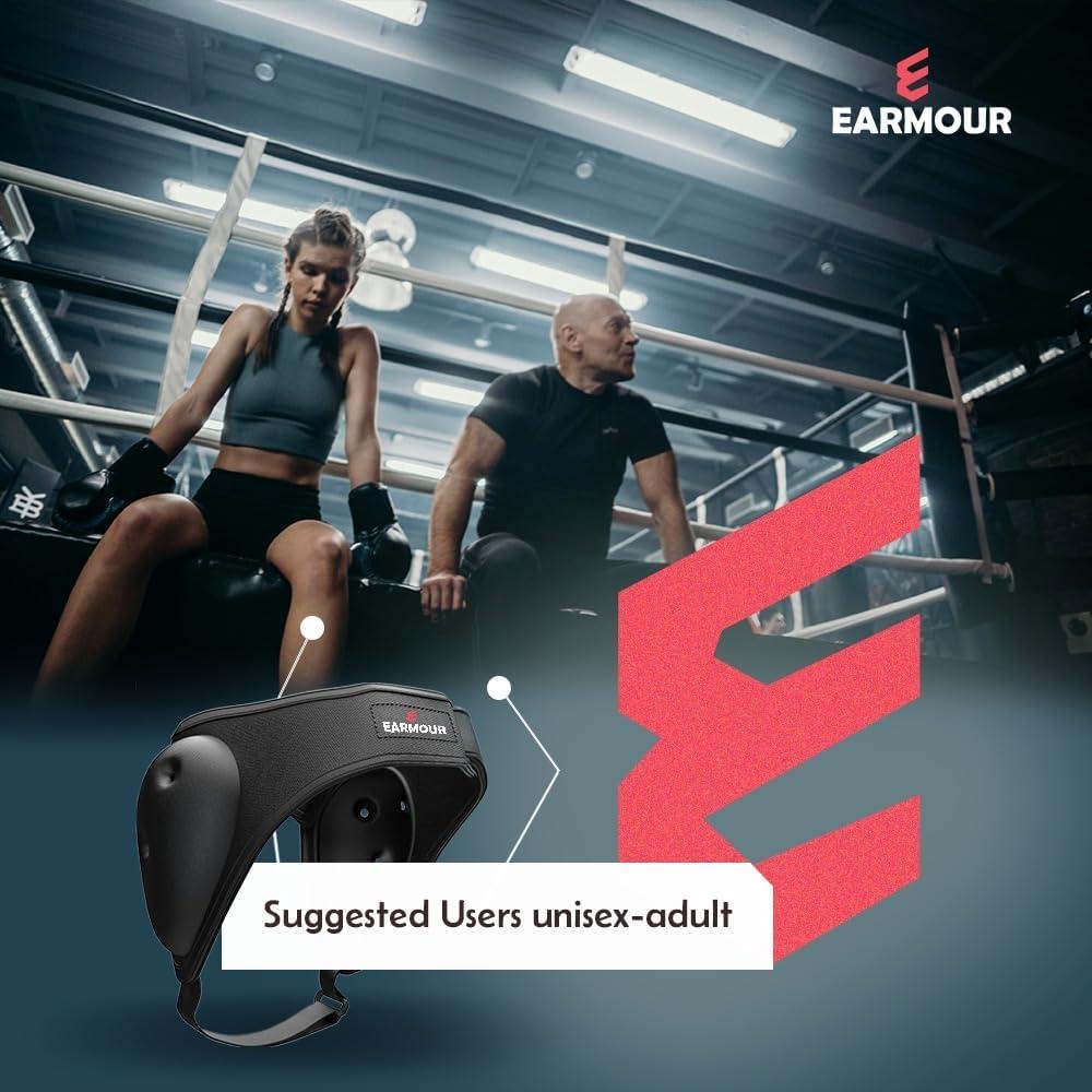 Cabezal Protector de Oído EARMOUR Ajustable para Lucha - Negro