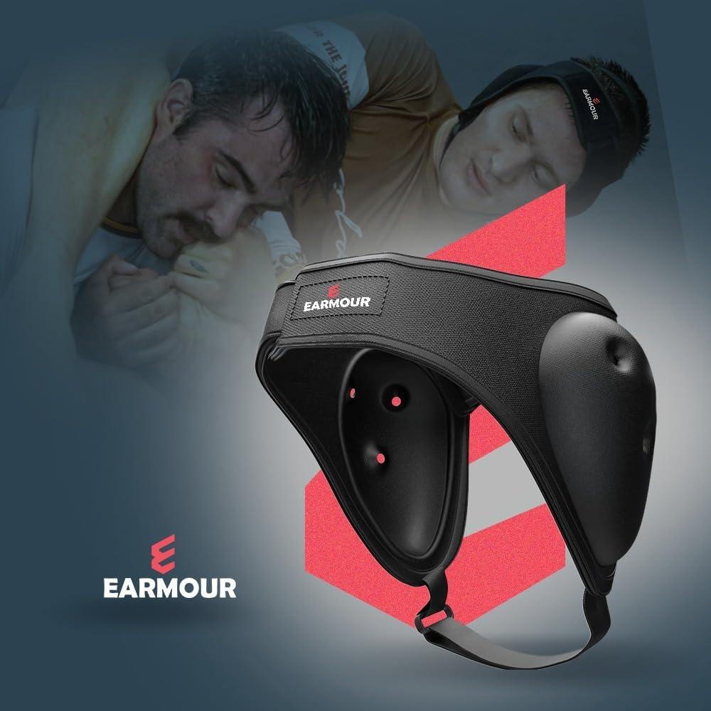 Cabezal Protector de Oído EARMOUR Ajustable para Lucha - Negro